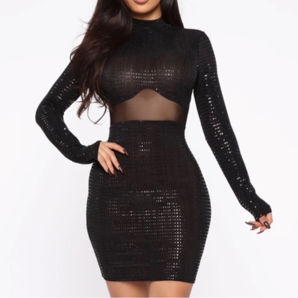 Fashion Nova Black Long Sleeve Mini Dress